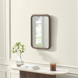 Betheny Walnut Wooden Elegrnat Curved Rectangle Bedroom Hallway Mirror