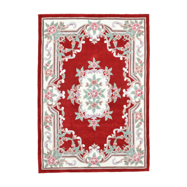 Costilla Floral Hand Woven Hand Tufted Red Area Rug
