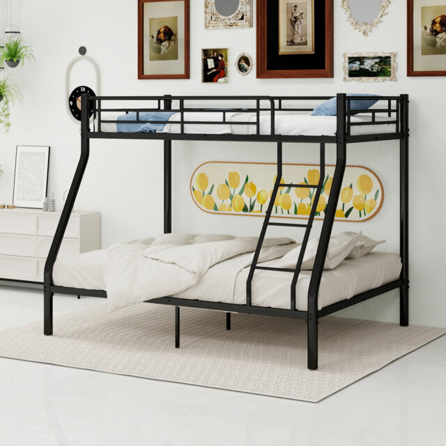 Metal Bunk Bed With Ladder & Safety Guardrails, 90x190cm Mattress, High Load Capacity For Adults, Space-saving For Shared Room