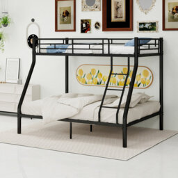 Metal Bunk Bed With Ladder & Safety Guardrails, 90x190cm Mattress, High Load Capacity For Adults, Space-saving For Shared Room