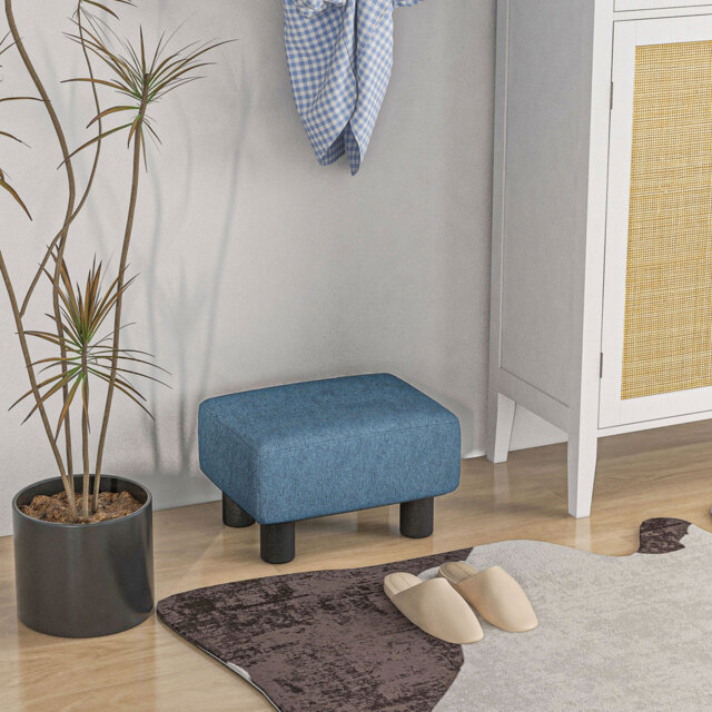 HOMCOM Linen Look Fabric Foot Stool with Legs 40 x 30 x 24cm