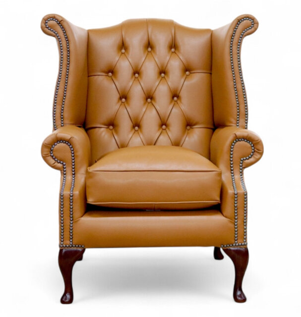 Special Offer Chesterfield Queen Anne High Back Wing Armchair Aston Tan Leather