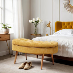 Chenille Upholstered Storage Bench