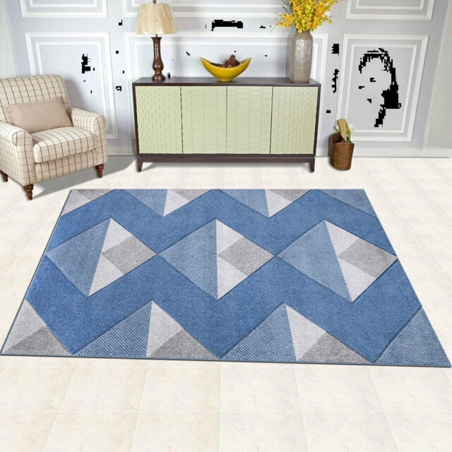 Stylish Luxury Area Rug Diamond Style Zigzag Rugs For Living Room Bedroom Rug Soft Non Shedding Area Rug