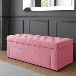 Duke Ottoman Storage Box - Chesterfield Upholstered Blanket Box - Plush Velvet Ottoman Bench with Storage