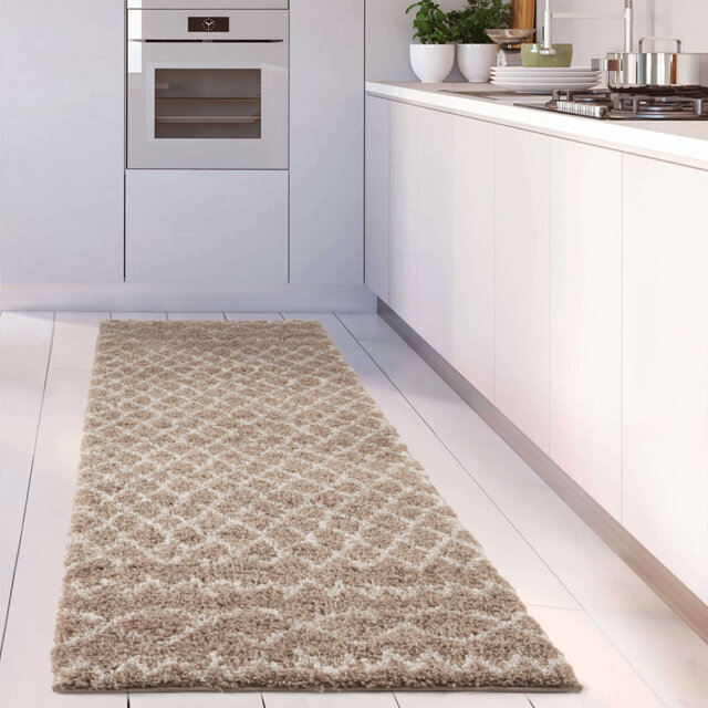 Moroccan Shaggy Collection Rugs Moroccan Design in Beige/Ivory