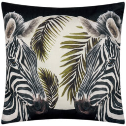 Leopardis Zebra Indoor / Outdoor Animal Print Black Square Throw