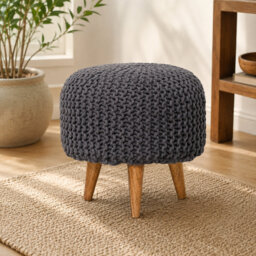 Saylorville 40cm Wide Round Solid Colour Footstool Ottoman