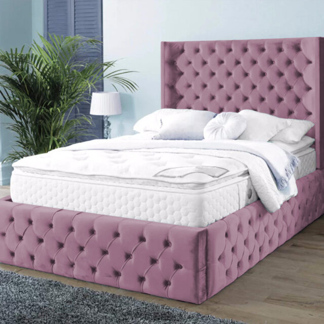 Buckingham Chesterfield Velvet Upholstered Bed Frame - Deep Button, Sprung Slats