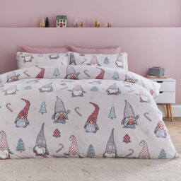 Christmas Festive Gnomes Cosy Fleece Duvet Cover Set