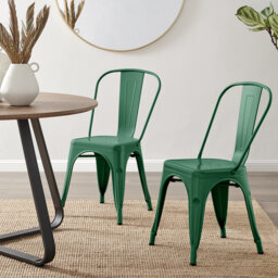 Honora Classic Industrial Metal Dining Chair - Style Bold Colour Stackable Side Chair