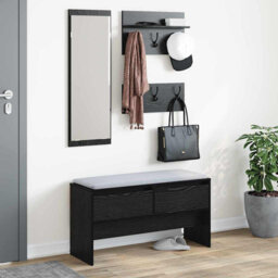 Hallway Furniture Set Shoe Bench Coat Hanger Engineered Wood