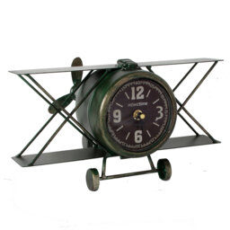 Analog Metal Quartz Tabletop Clock in Black/Green