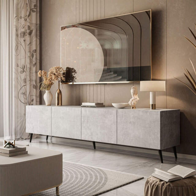 Colgante TV Stand Concrete Tone 200cm with Legs
