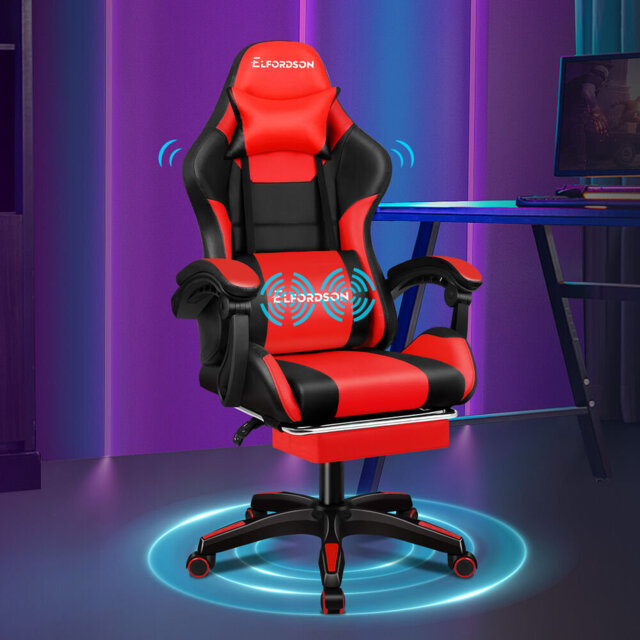 Office Chair Massage Padded Recliner Footrest Swivel Computer Gaming