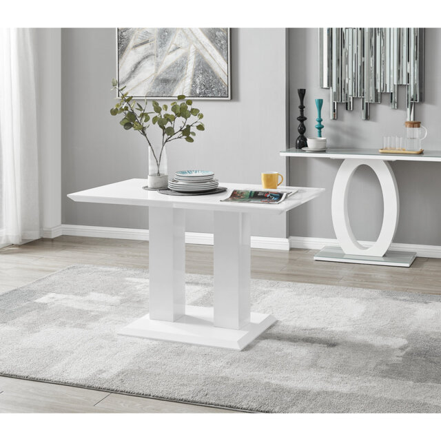 Eubanks Double Pedestal High Gloss Dining Table - Luxury Modern Design