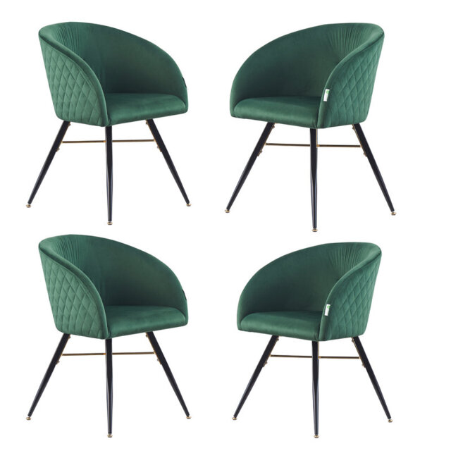 Goddard Mordern Tub Dining Chairs- Upholstered in Velvet, Cushion Padded With Metal Legs- Armchair Room Kitchen Living Room