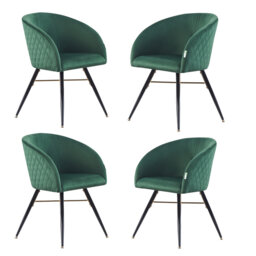 Goddard Mordern Tub Dining Chairs- Upholstered in Velvet, Cushion Padded With Metal Legs- Armchair Room Kitchen Living Room