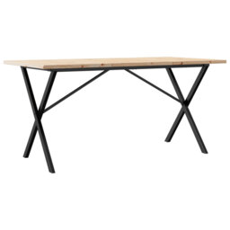 vidaXL Dining Table X-Frame Solid Wood Pine and Steel