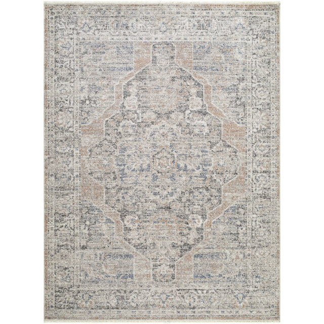 Galey Alix x Livabliss Maria Elena IV-Vintage Brown Blue Beige Traditional Vintage Boho Fringe Living Dining Bedroom Rug