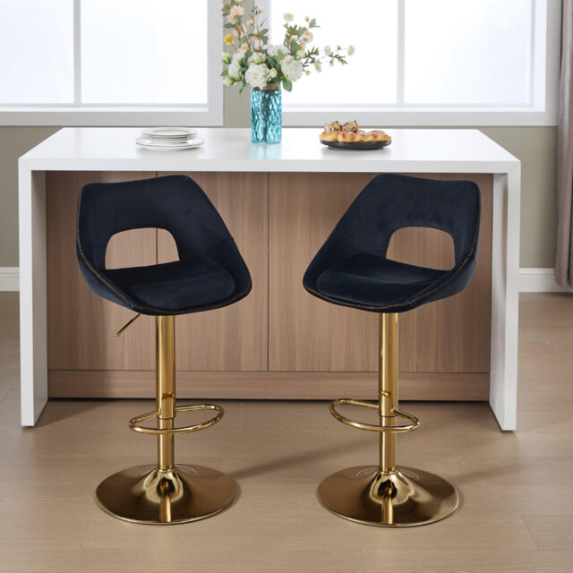 Wahson Bar Stools in Velvet Modern Chic Swivel Counter Chairs with Hollow Backrest for Home