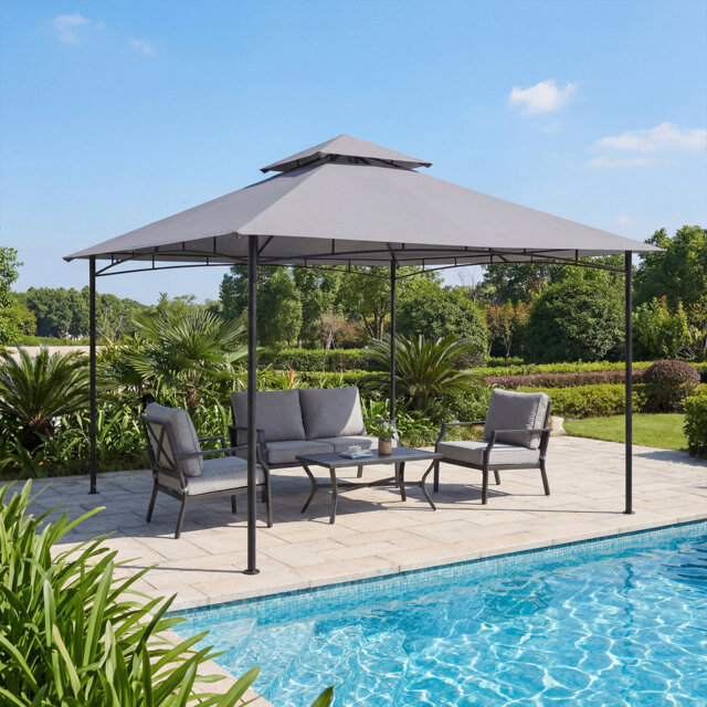 3.3 X 3.3 M Patio Gazebo With Heavy-Duty Metal Frame Outdoor Canopy Tent