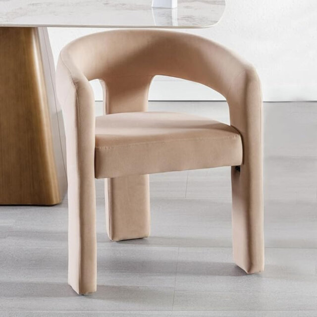 Dining Chair in Faux Fur Chic Armchair with Stylish Curved Backrest for Kitchen Living Room Restaurant Cafe