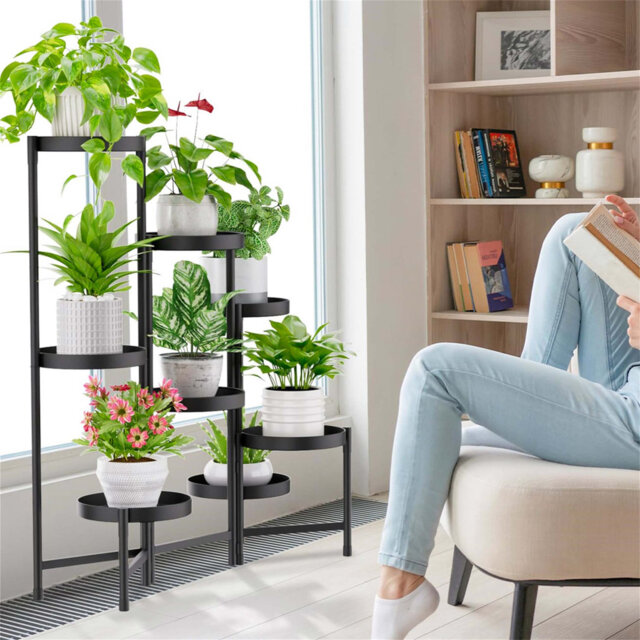8 Tier Foldable Metal Plant Stand For Indoor And Outdoor