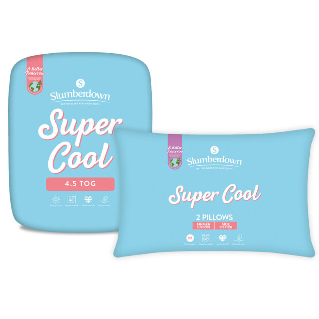 Slumberdown Super Cool Summer Bedding Bundle - 4.5 Tog Duvet & 2 Firm Support Pillows for Hot Sleepers