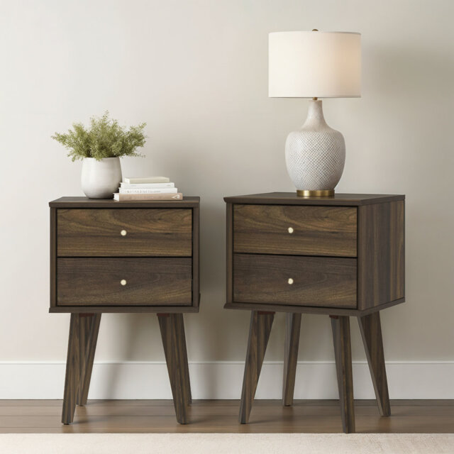ABBY Manufactured Wood Bedside Table Sets of 2
