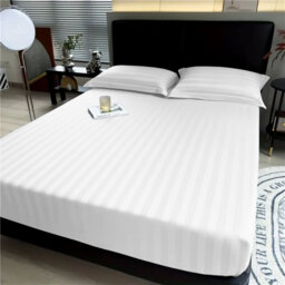 Aspire Homeware Luxury 40cm Deep Striped Fitted Sheet for Hotel Style Bedroom Comfort
