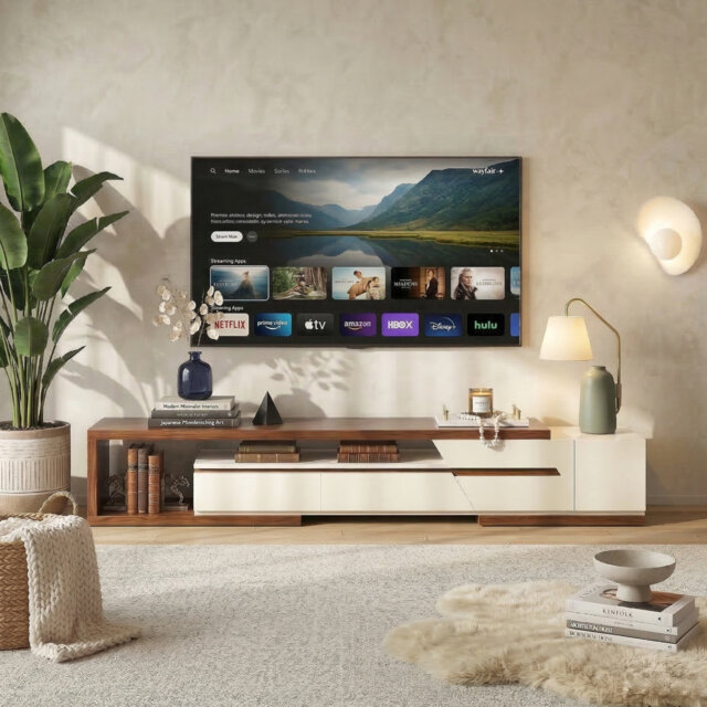 "Pre-Assembly Extendable TV Stand with Storage - Space-Saving Adjustable Media Console (78.74""-106.29"") for Living Room Furniture"