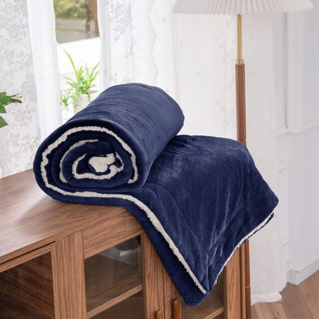 Soza Sherpa Fleece Dual Sided Fur Thick Reversible Blanket Throw