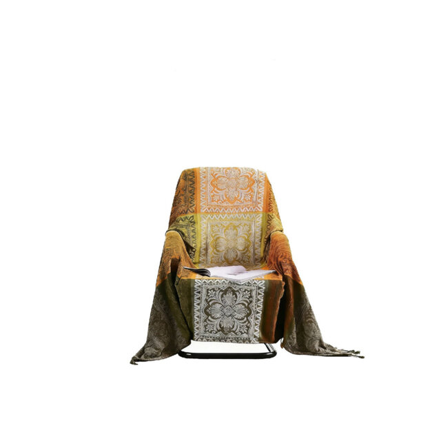 Chenille Jacquard Tassels Colorful Throw Blanket Sofa Chair Bed Cover Soft(Green, 150x200cm)