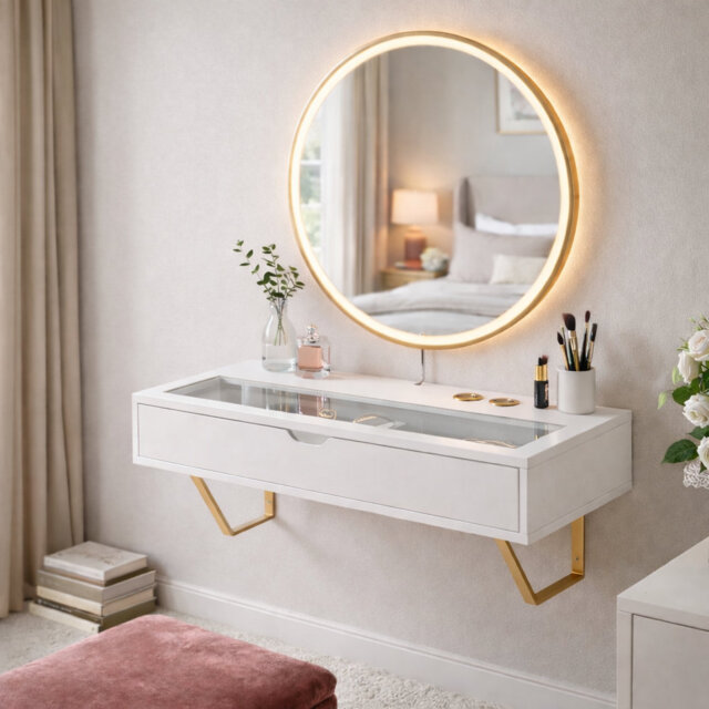 Renner 80cm 2-in-1 Floating Vanity & Wall Desk with Storage Drawer β Modern Space Saver