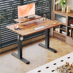 T-Shape Electric Standing Desk With Monitor Stand Memory Smart Pannel Home Office Desk