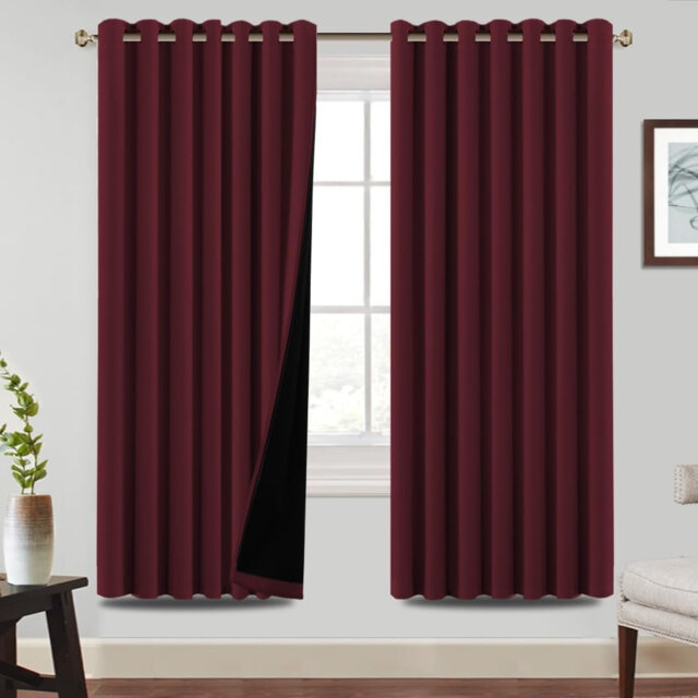 2Pcs 100% Blackout Eyelet Curtains, Thermal Light & Heat Blocking, 90×72 Inch