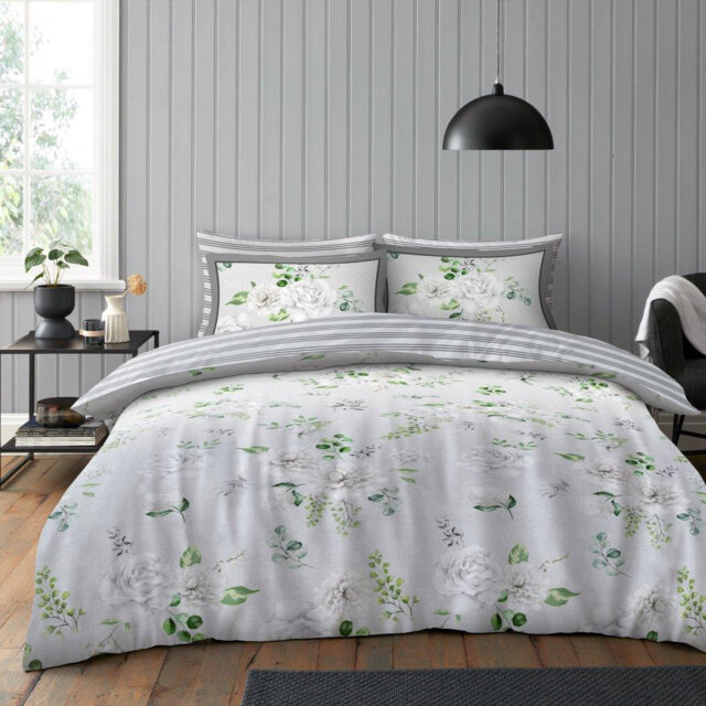 Modern Blossom Floral Polycotton Duvet Cover Set with Pillowcases, Soft Durable Yarn Bedding Single Double King
