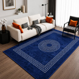 Vibe Large Area Rug Greek Design Carpet With PVC Backing Non-Slip Rug For Living Room, Hallway, Bedroom & Indoor/Outdoor Spaces