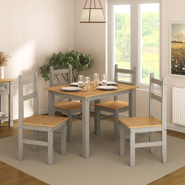 Aticus 4 - Person Pine Solid Wood Dining Set