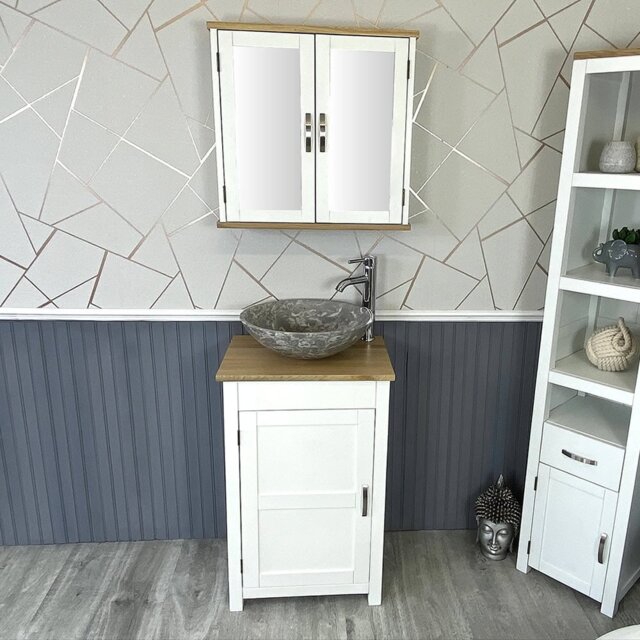 Marrufo 485mm Single Bathroom Vanity with Vessel Stone Basin