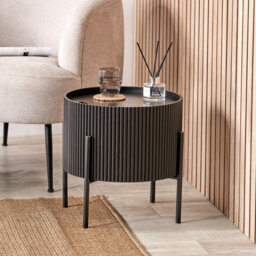 Staudt Wood and Metal Storage Side Table