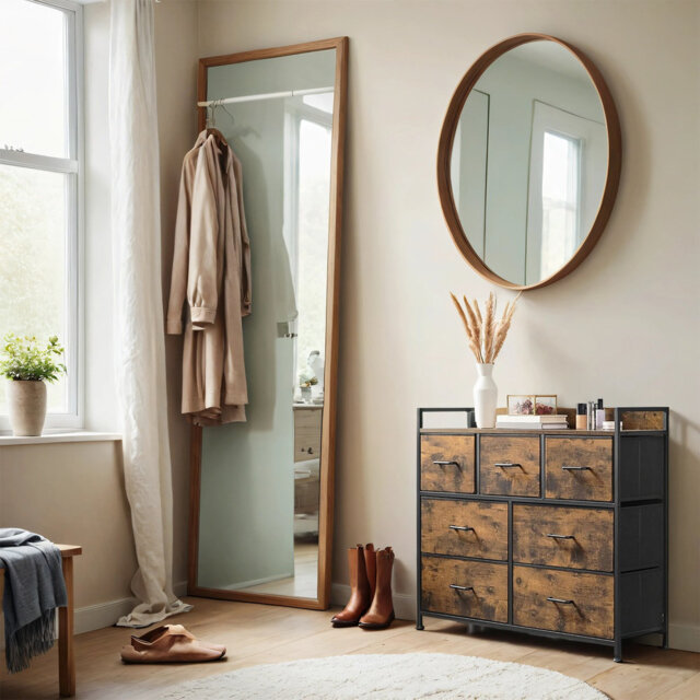 Chest Of Drawers, Bedroom Cabinet, 7 Fabric Drawers With Handles, Metal Frame