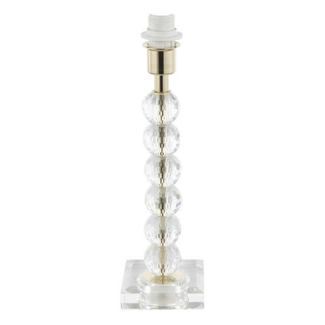 Contemporary Clear Crystal Glass And Gold Table Lamp Base With Faceted Spheres By