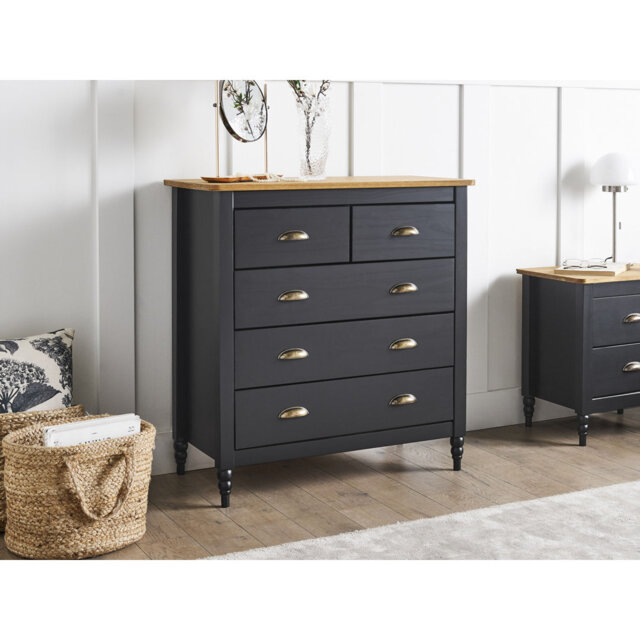 Cimino Solid Wood 5 - Drawer Rectangle Accent Chest