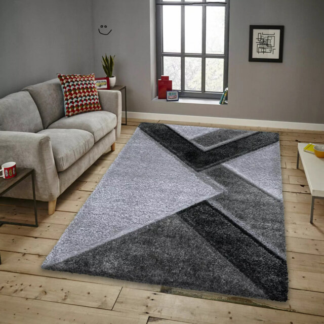 Modern 3D Shaggy Rugs Geometric Carved Design Large Area Rugs Soft Thick Fluffy Rug For Living Room Bedroom Small Floor Mats