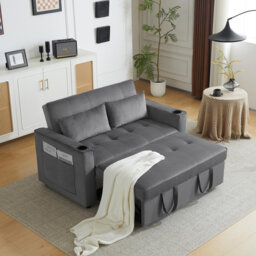 Folding Sofa Bed With Cup Holder And Pillow