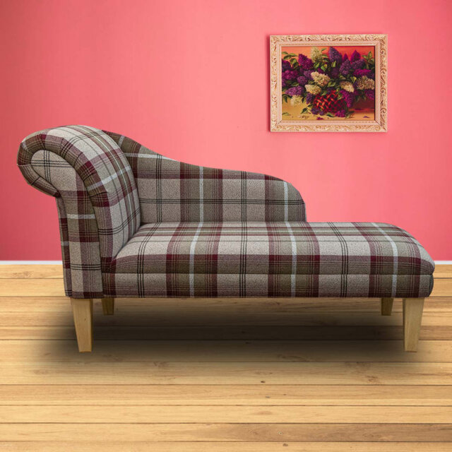 Brown Tartan Chaise Longue