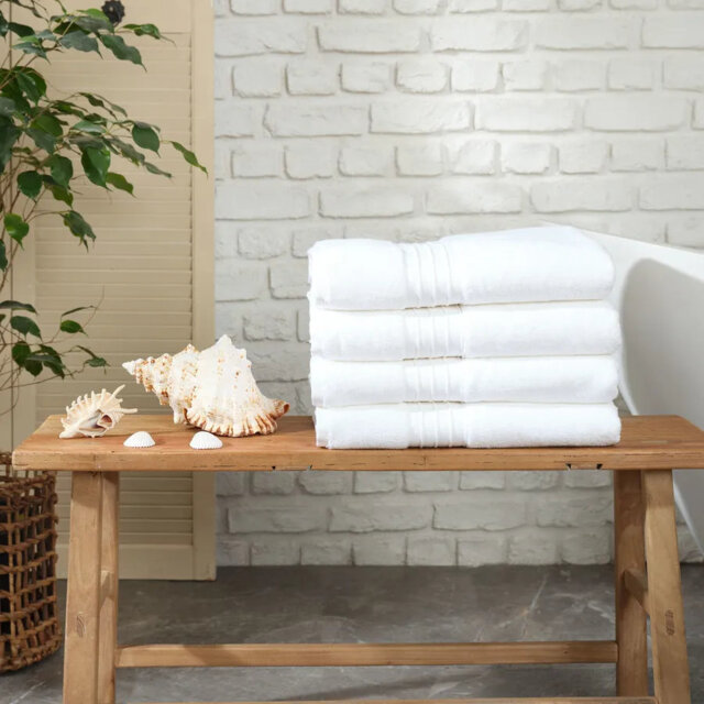 Karaca Home 100% Turkish Cotton Bath Towel Set, 4 Piece, 85cm x 150cm, White