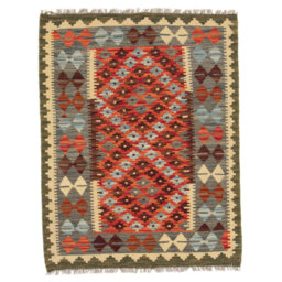 Handwoven Kilim Wool Red/Brown Rug